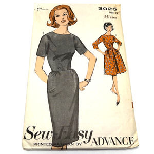 Advance‎ Vintage 1960's Pattern #3025 Misses Dress With Two Skirts Size 14